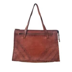 Vintage Embossed Tooled Leather Hand Bag Purse Boho Western